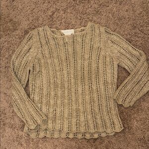 Vintage Susan Bristol Textured Knit Sweater in Beige and Gold